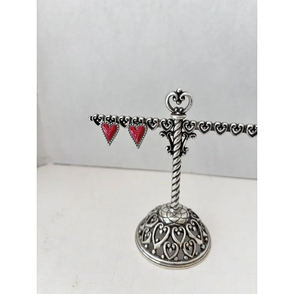 Brighton Dazzling Love Red Heart Earrings, NWT & Bag